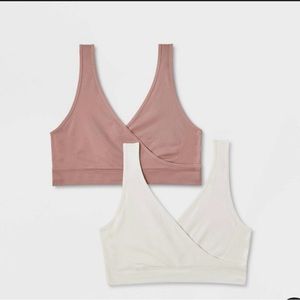 NWT - Auden seamless pullover nursing bras - 2 pack - size L - white/mauve